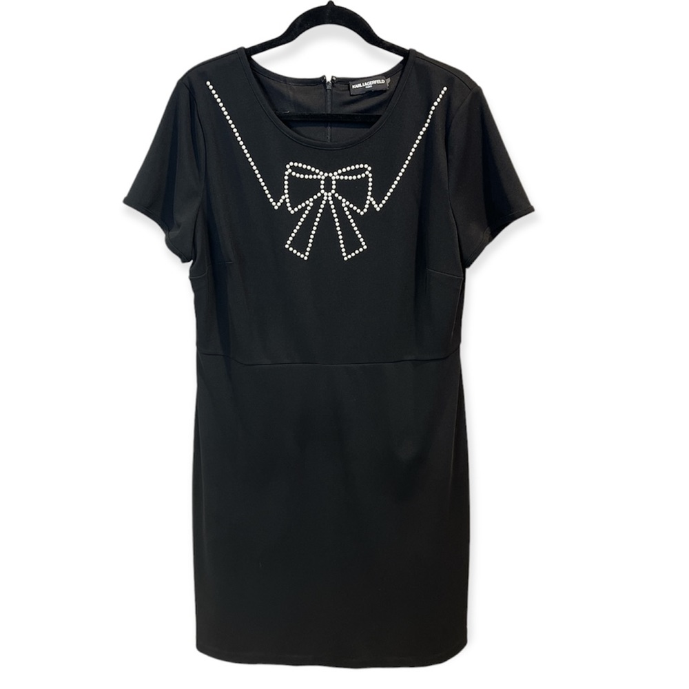Black Karl Largerfeld Bowtie Accent Dress Sz 16